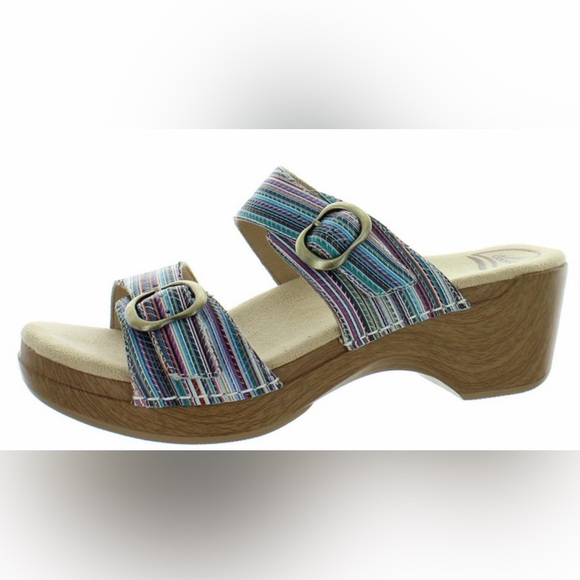 Dansko Shoes - Dansko Women’s Shoes Sophie Stripe Leather Slip On Slide Sandals size 9.5